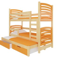 Gyerekágy Háromszemélyes emeletes ágy matracokkal SORIA - Fenyő Fenyő