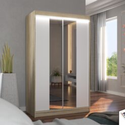 Tükörrel és LED világítással ellátott tolóajtós szekrény MARVIN 120