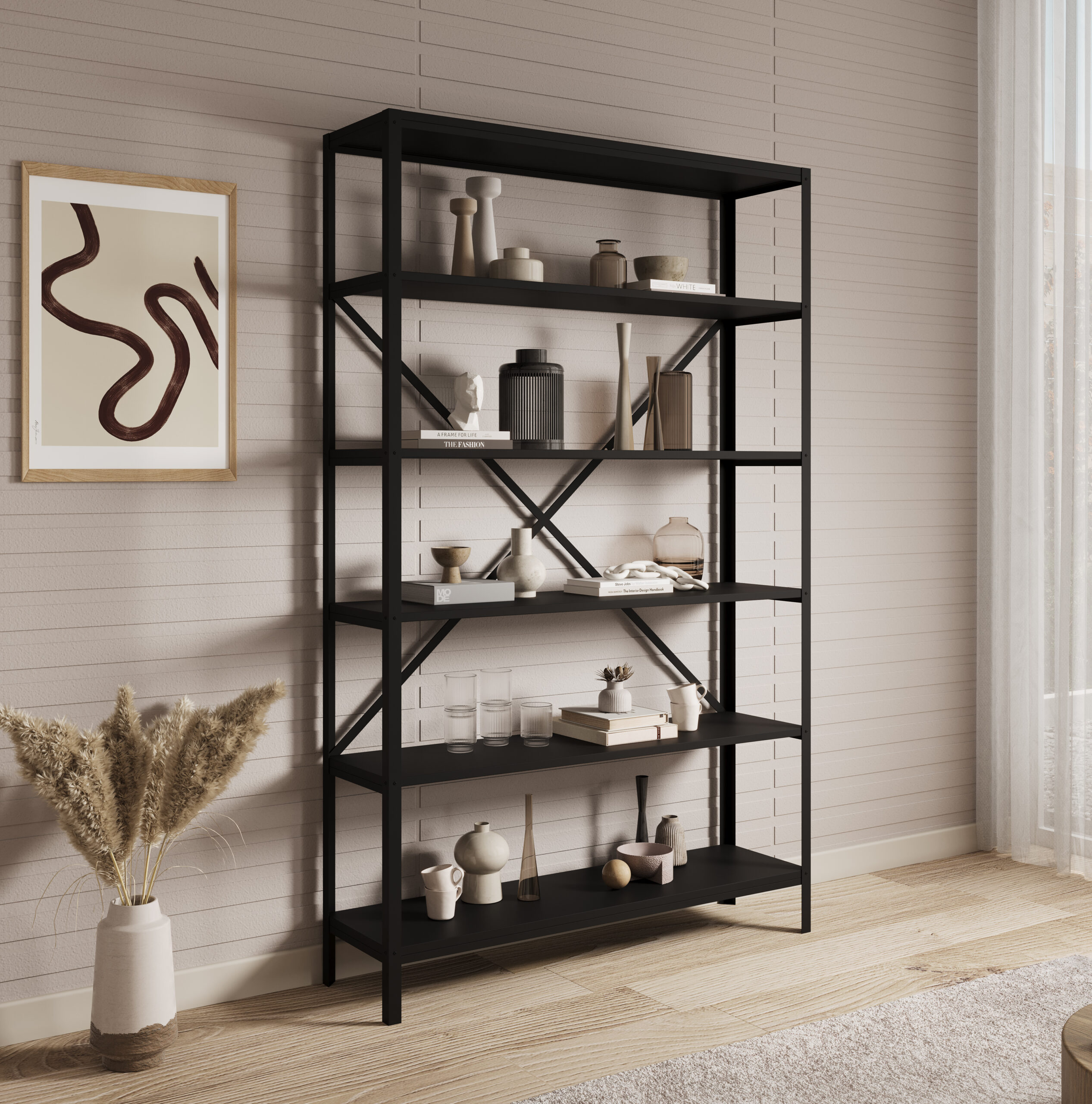 Könyvespolc Ralph polc - Fekete Fekete