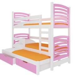 Gyerekágy Háromszemélyes emeletes ágy matracokkal SORIA - Fehér Fehér