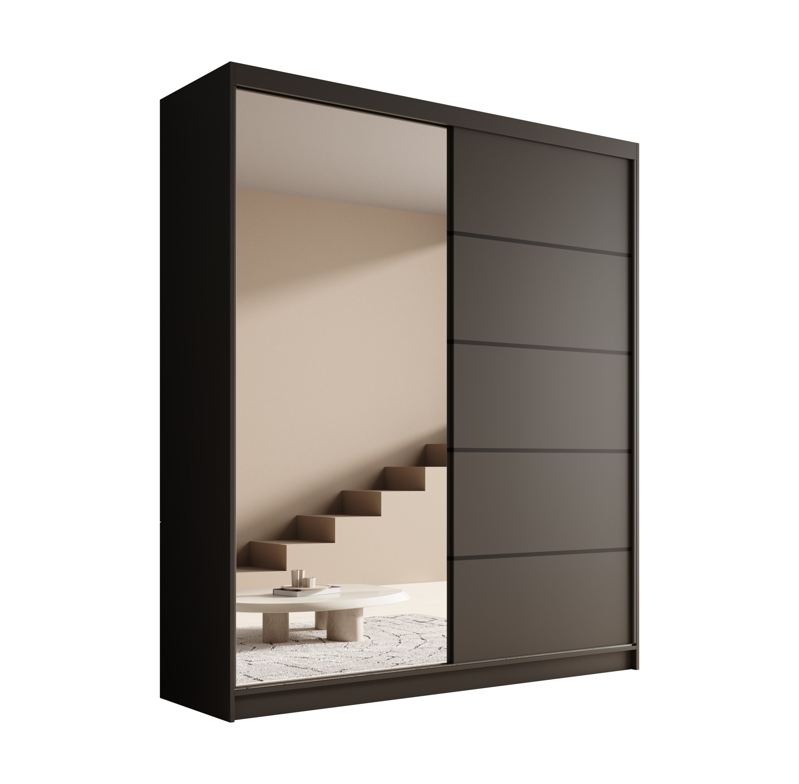 Tolóajtós gardrób Tolóajtós szekrény tükörrel Nico 180 - Fekete Tolóajtós szekrény tükörrel Nico 180