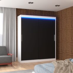 LED világítással ellátott tolóajtós szekrény LINCOLN 180