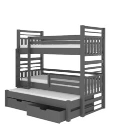 Emeletes ágy Háromszintes emeletes ágy matraccal HIPPO 180x80 - Grafitszürke Grafitszürke