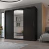 Tolóajtós gardrób Tolóajtós szekrény tükörrel ERWIN 235 - Fekete Tolóajtós szekrény tükörrel ERWIN 235
