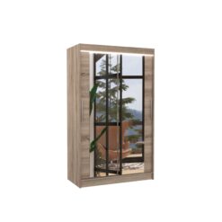 Tolóajtós gardrób Tükörrel és LED világítással ellátott tolóajtós szekrény TIBAGO 120 - Trüffel Trüffel