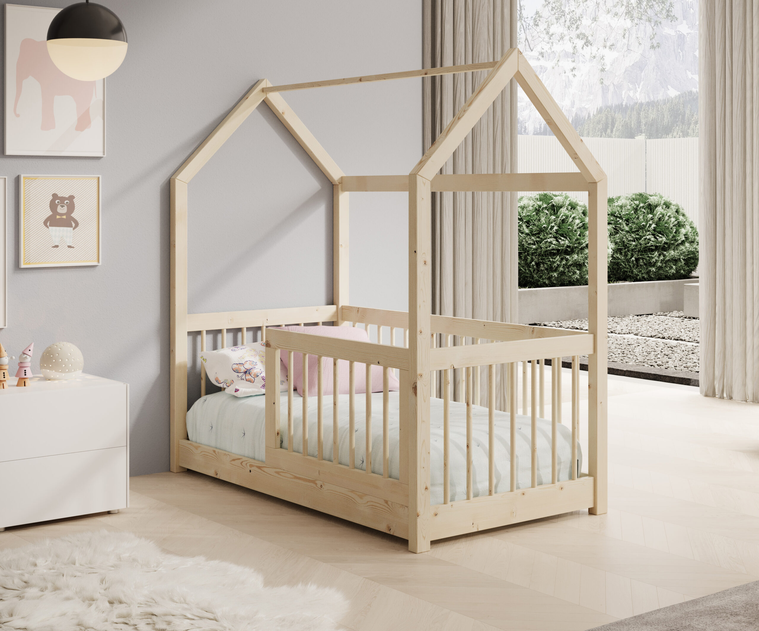 Gyermekágy Graja kunyhó ágy - Fenyő Fenyő