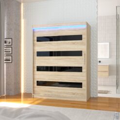 Lacobelell és LED világítással ellátott tolóajtós szekrény MARTINEZ 150