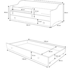 Gyerekágy Ágy NAOMI 160x80 matraccal - Fehér