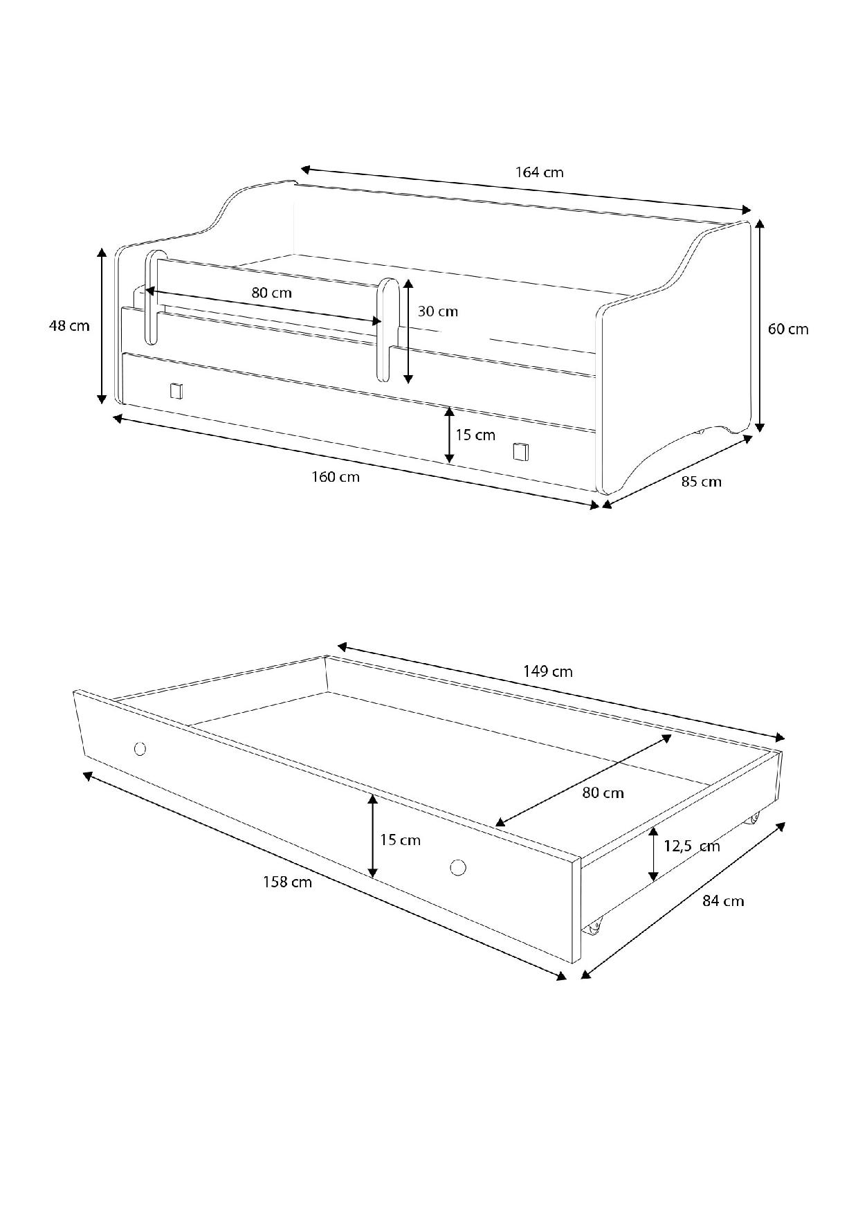 Gyerekágy Ágy NAOMI 160x80 matraccal - Fehér Gyerekágy Ágy NAOMI 160x80 matraccal - Fehér - Image 4