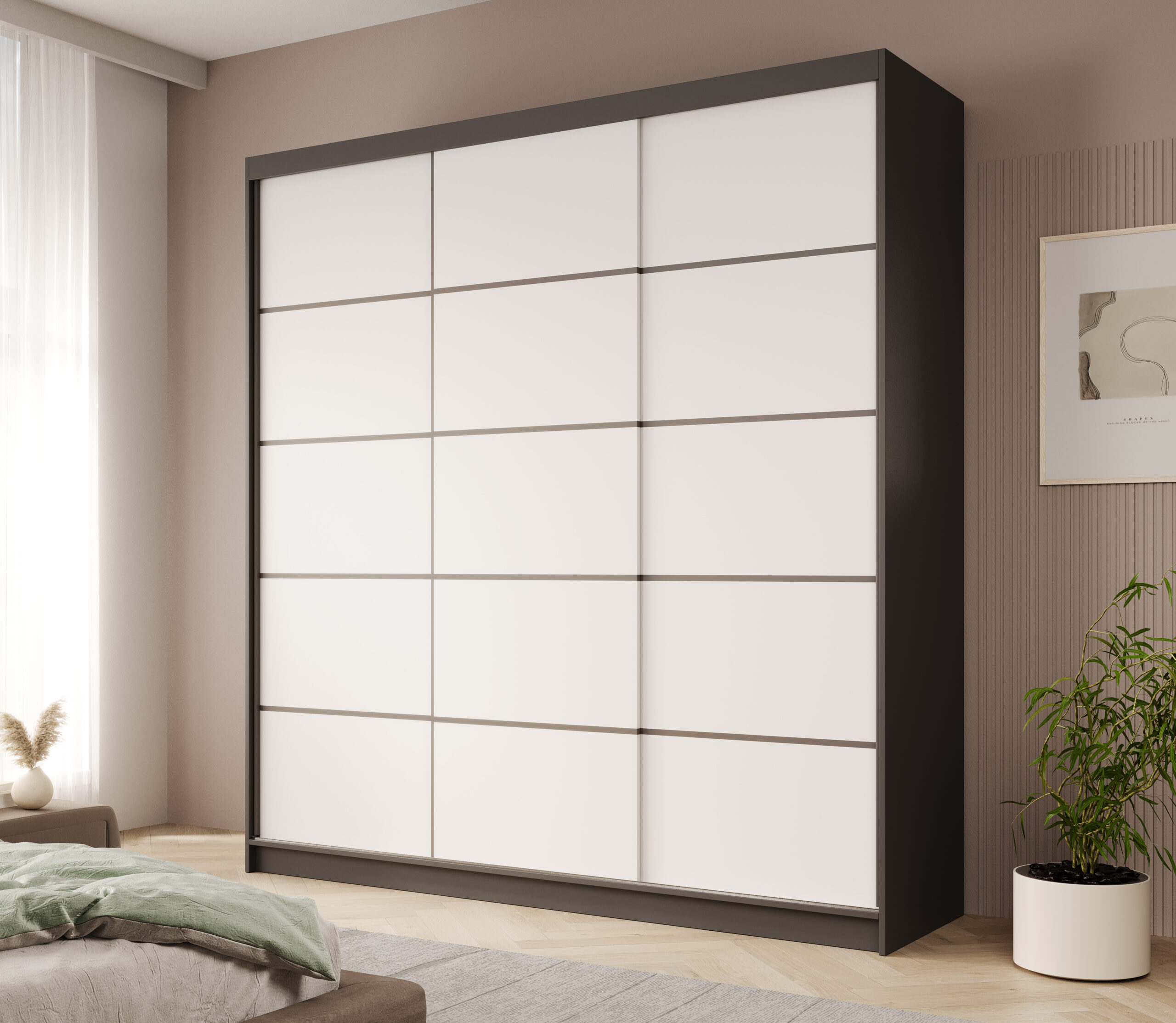 Tolóajtós gardrób Greta tolóajtós szekrény 200 - Fekete Fekete