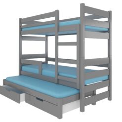 Gyerekágy Háromszemélyes emeletes ágy matracokkal KARLO - Szürke Szürke