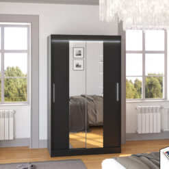 Tükörrel és LED világítással ellátott tolóajtós szekrény SANTOS 120