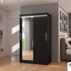 Tükörrel és LED világítással ellátott tolóajtós szekrény BARIO 120