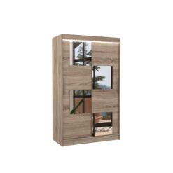 Tolóajtós gardrób Tükörrel és LED világítással ellátott tolóajtós szekrény LUGANO 120 - Trüffel Trüffel