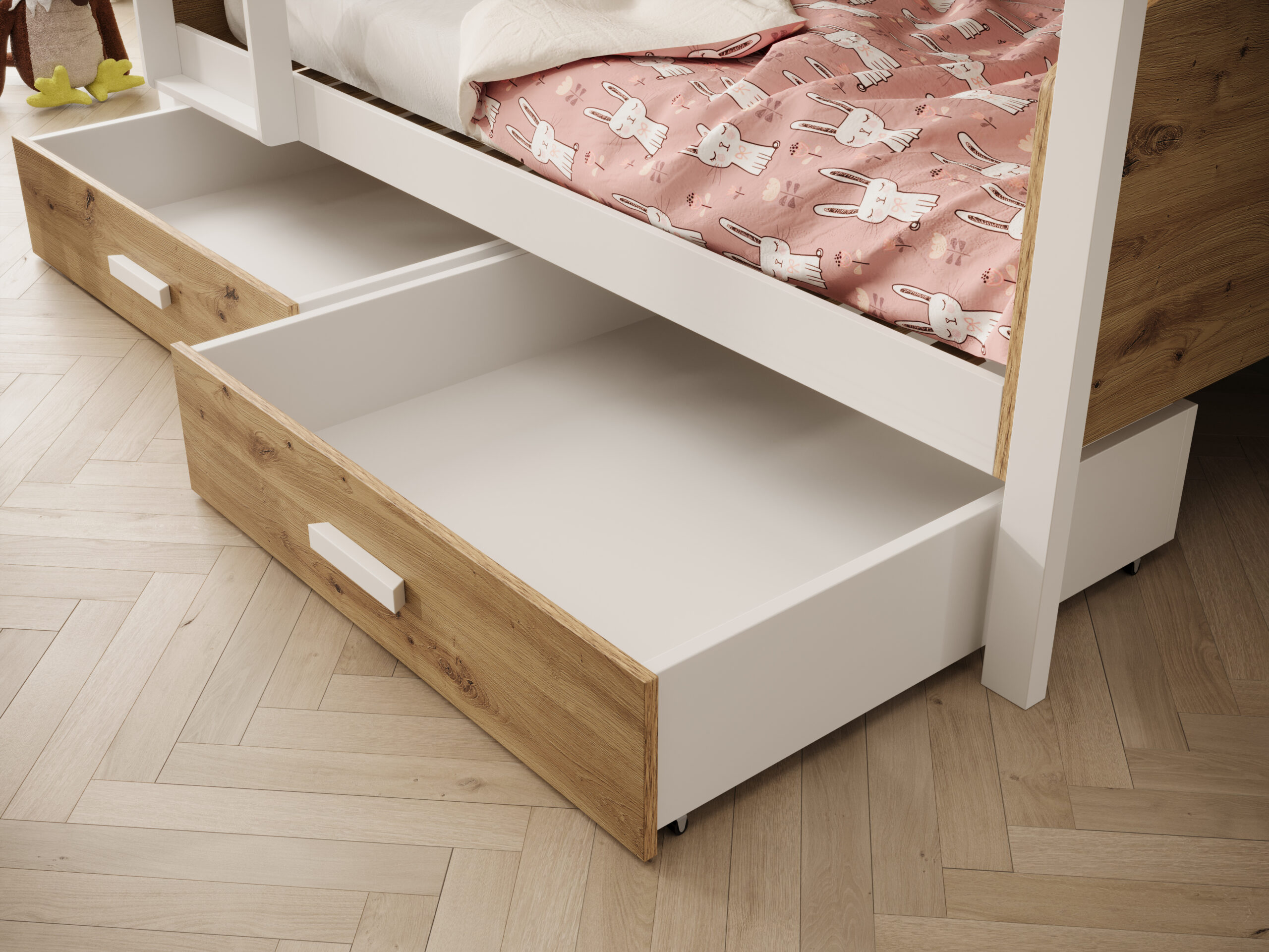 Gyerekágy Gyerek emeletes ágy Jori 180x80 matraccal - Fehér Gyerekágy Gyerek emeletes ágy Jori 180x80 matraccal - Fehér - Image 3