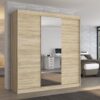 Tolóajtós gardrób Biztonsági tükrös tolóajtós szekrény SANTIAGO 200 - Sonoma Biztonsági tükrös tolóajtós szekrény SANTIAGO 200