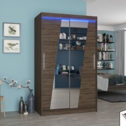 Tükörrel és LED világítással ellátott tolóajtós szekrény TEXAS 120