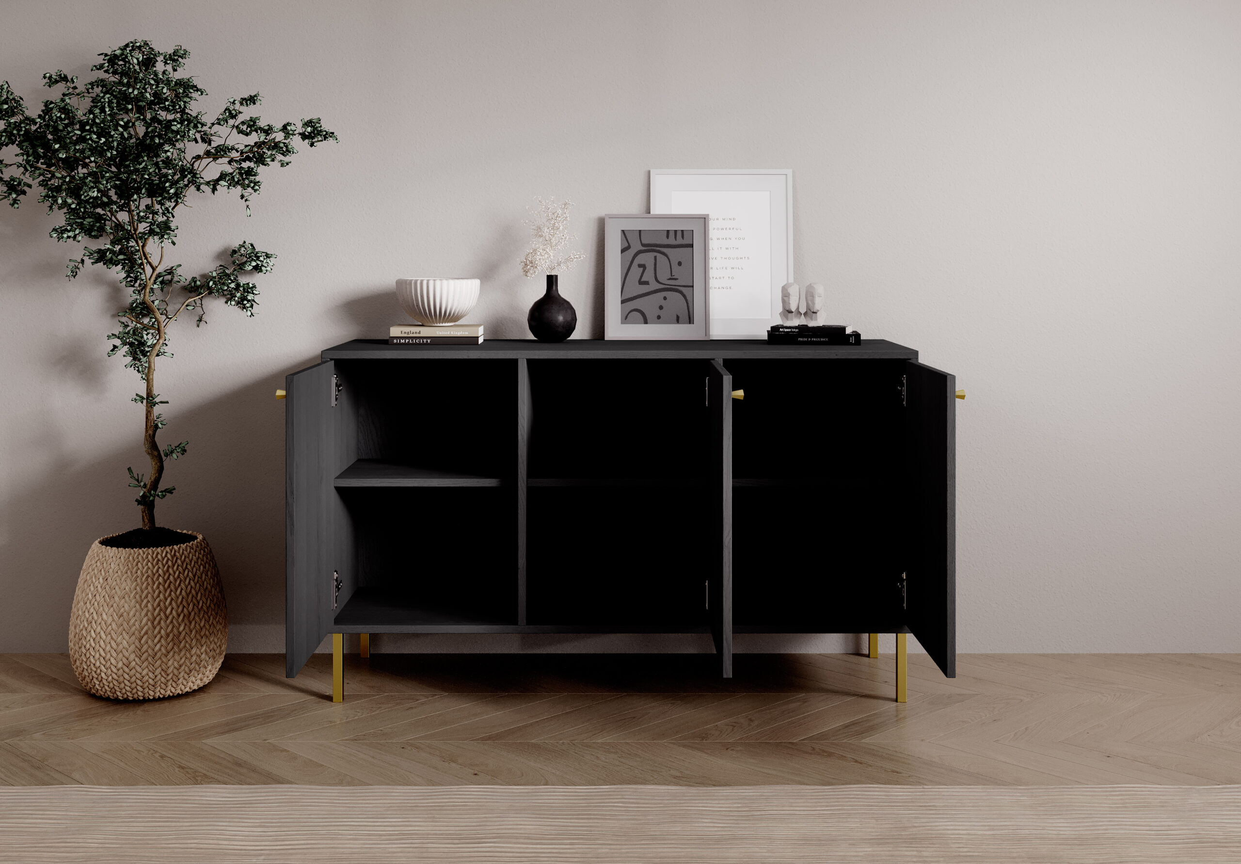 Tili 3D Komód - Fekete modern komód – Tili 3D Komód - Fekete enteriőr fotó 4