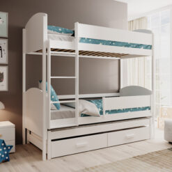 Leia háromszemélyes gyerekágy 180x80 matraccal - Fehér Fehér