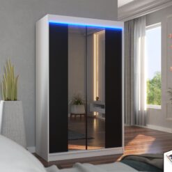 Tükörrel és LED világítással ellátott tolóajtós szekrény MARVIN 120