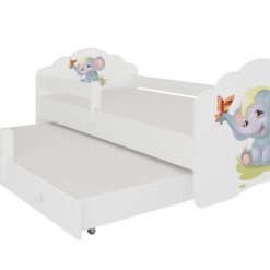 Gyerekágy Kétszemélyes ágy korláttal és matracokkal CASIMO II ELEPHANT 160x80 - Fehér Fehér