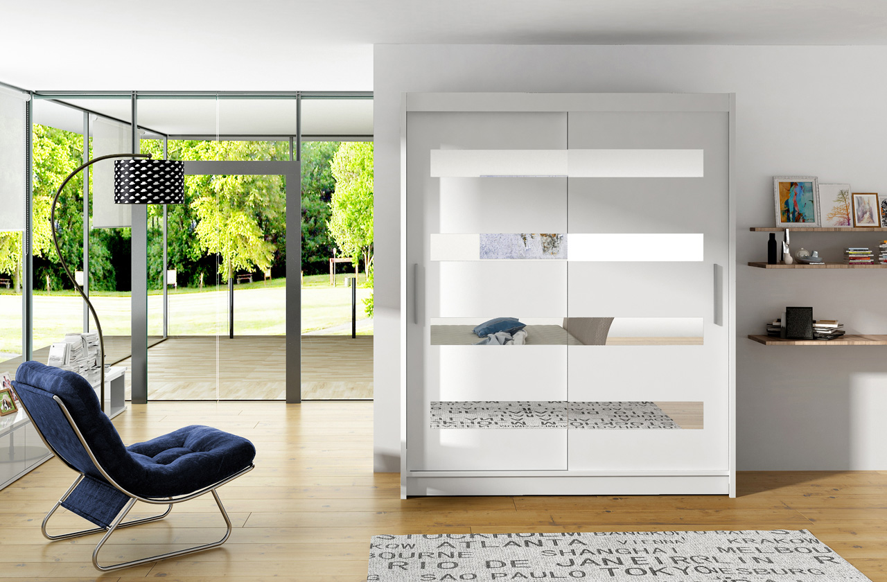 Tolóajtós gardrób Tolóajtós szekrény BALTIC 150 - Fehér Fehér