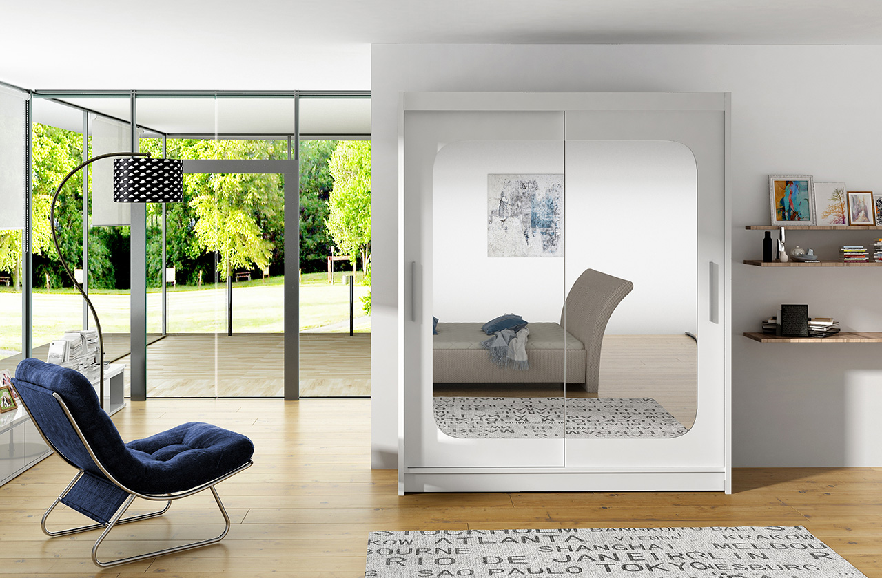 Tolóajtós gardrób Tolóajtós szekrény CLEVER 150 - Fehér Fehér