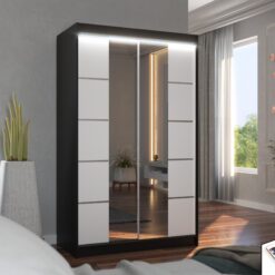 Tükörrel és LED világítással ellátott tolóajtós szekrény GENUA 120