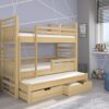 Emeletes ágy Háromszintes emeletes ágy matraccal HIPPO 180x80 - Fenyő természetes Háromszintes emeletes ágy matraccal HIPPO 180x80