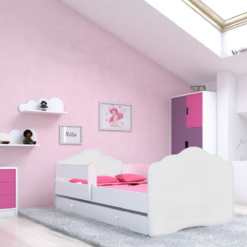 Gyerekágy Ágy matraccal, korláttal és fiókkal CASIMO 140x70 - Fehér korláttal és fiókkal CASIMO 140x70