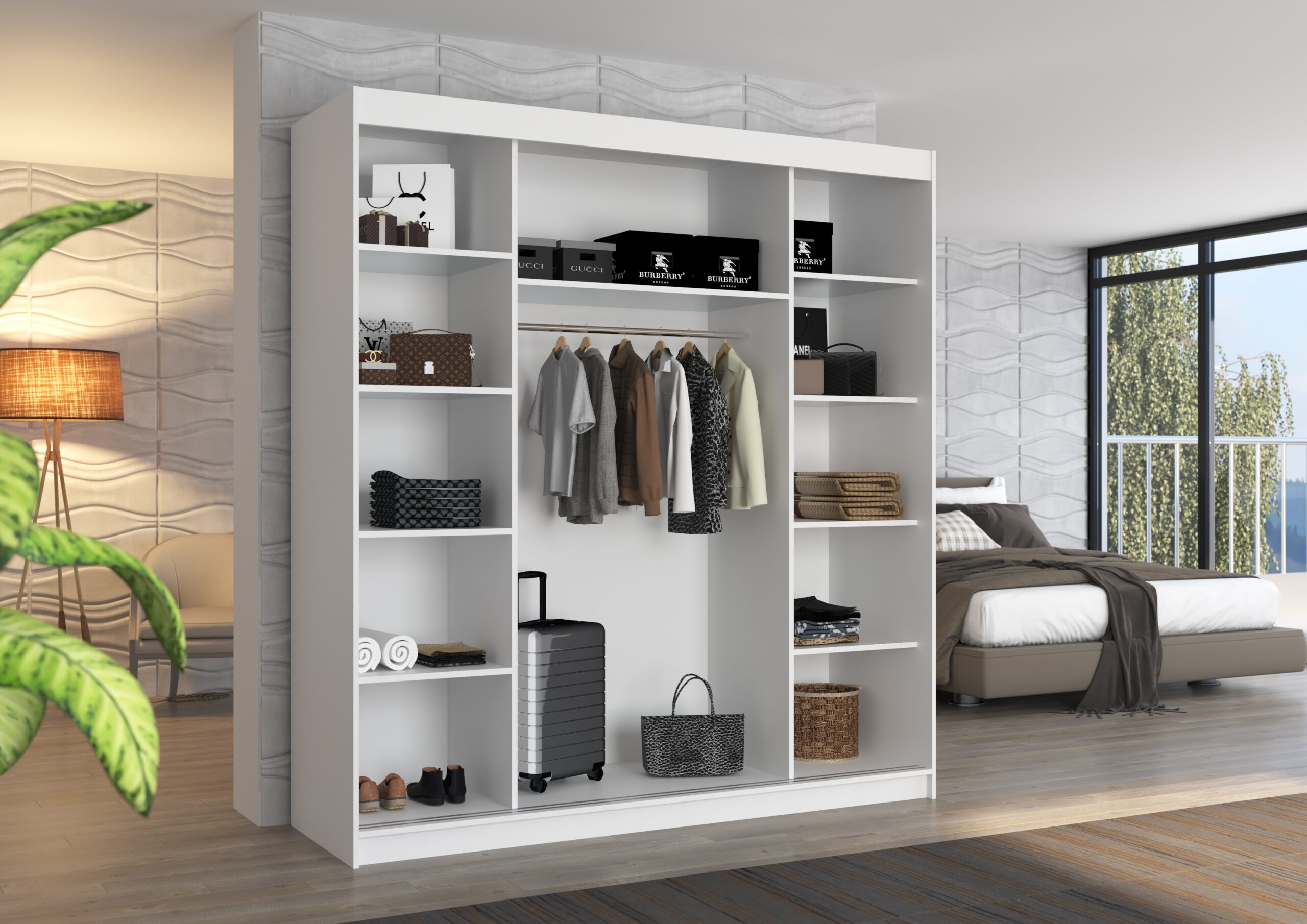 Tolóajtós gardrób Biztonsági tükrös tolóajtós szekrény SANTIAGO 200 - Fekete Tolóajtós gardrób Biztonsági tükrös tolóajtós szekrény SANTIAGO 200 - Fekete - Image 3