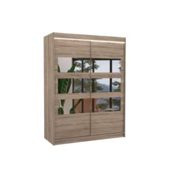 Tolóajtós gardrób Tükörrel és LED világítással ellátott tolóajtós szekrény FLORENTO 150 - Trüffel Trüffel