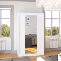 Tükörrel és LED világítással ellátott tolóajtós szekrény SANTOS 120