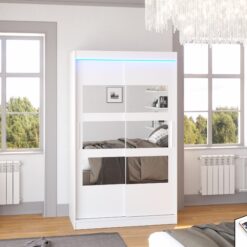 Tükörrel és LED világítással ellátott tolóajtós szekrény KOLORADO 120