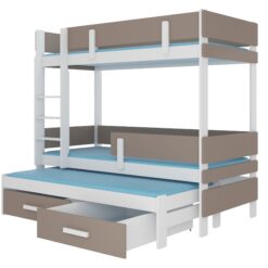 Emeletes ágy Háromágyas emeletes ágy matraccal ETAPO 180x80 - Fehér Fehér