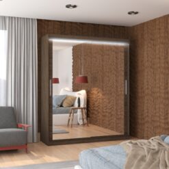 Tolóajtós szekrény tükörrel és LED világítással ETTORE 180