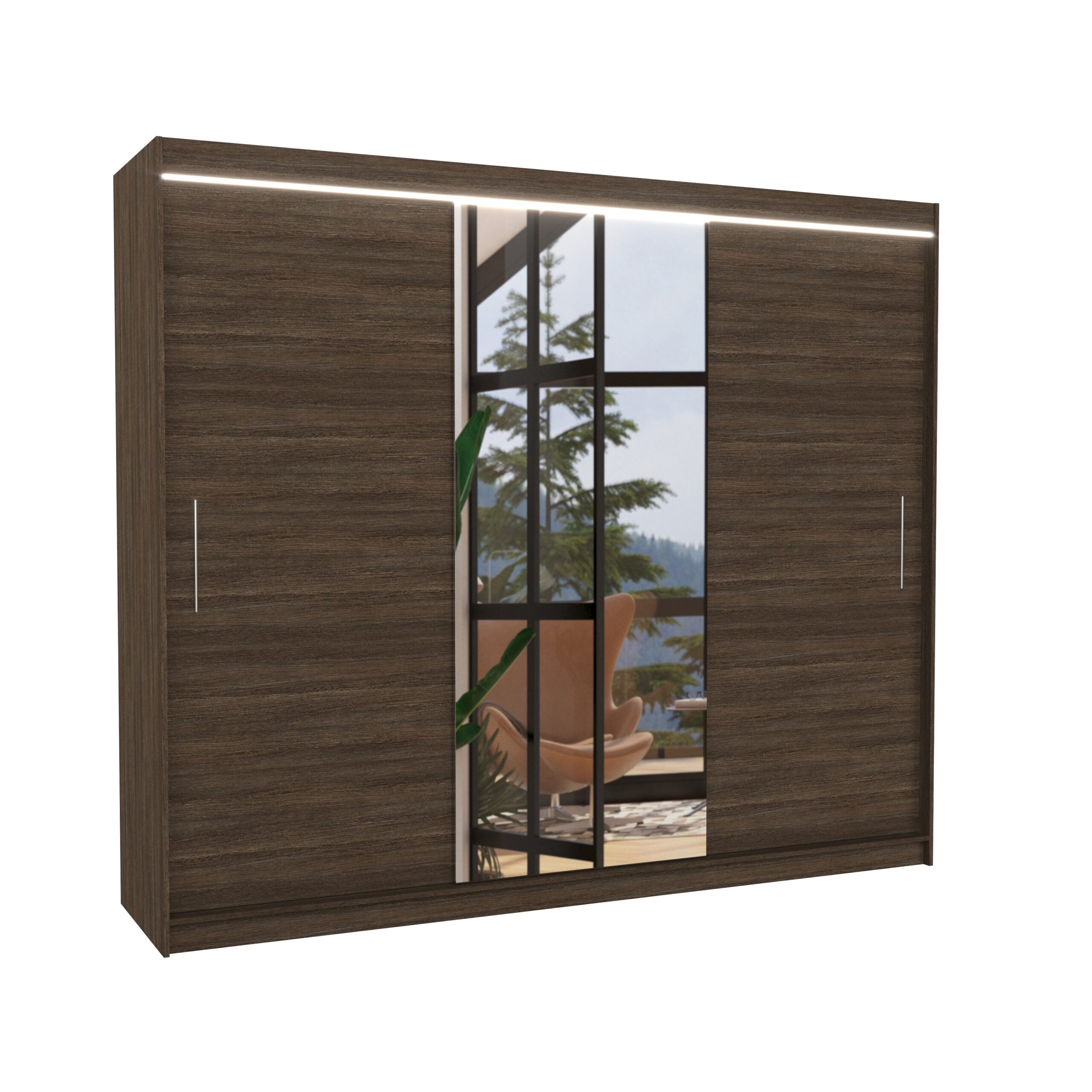 Tolóajtós gardrób Tolóajtós szekrény tükörrel és LED világítással DENIS 250 - Csoki Csoki