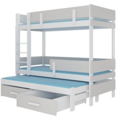 Emeletes ágy Háromszemélyes emeletes ágy matracokkal ETAPO 180x80 - Fehér Fehér