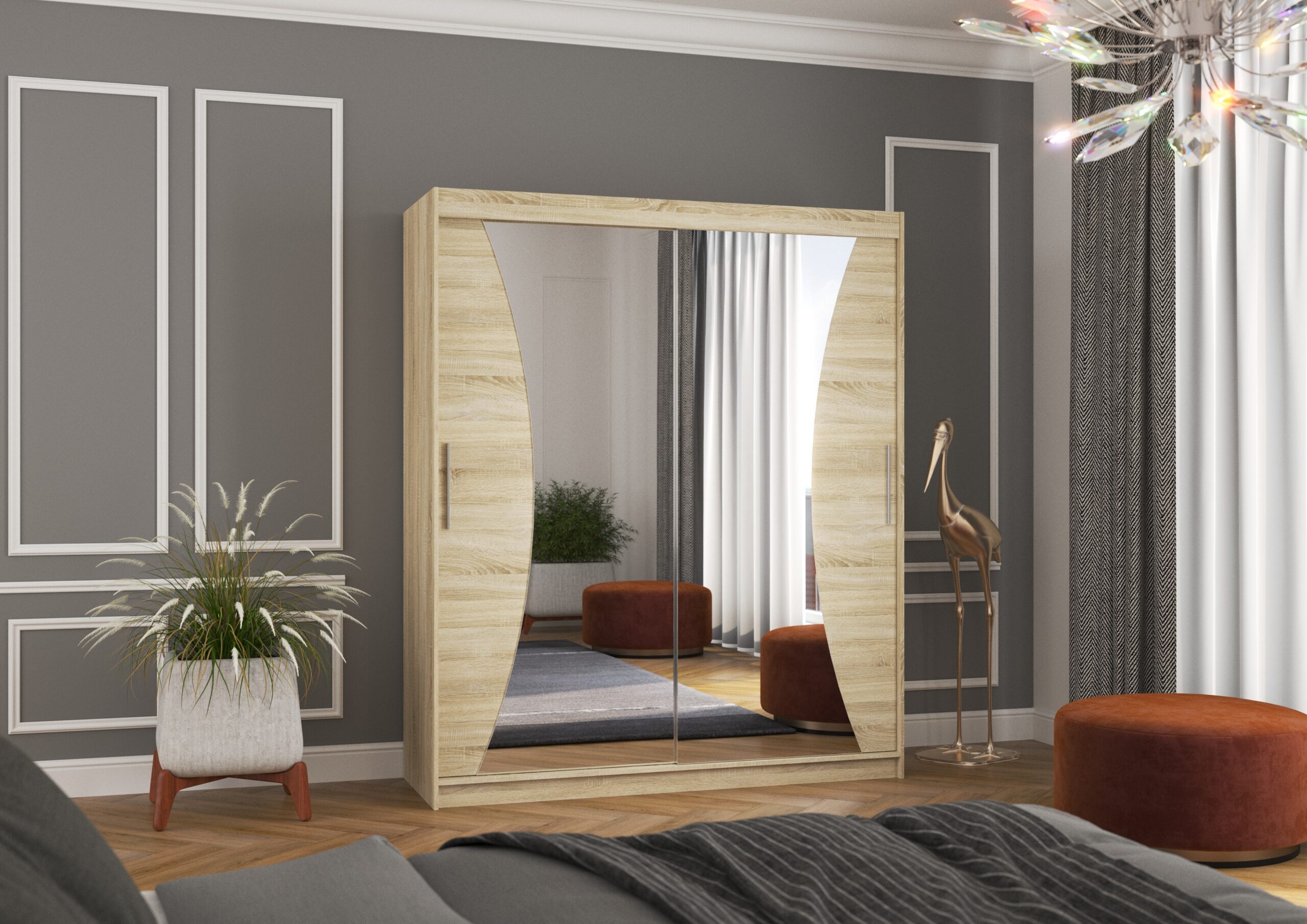 Tolóajtós gardrób Tolóajtós szekrény CHARLOTTE 180 - Sonoma Tolóajtós szekrény CHARLOTTE 180