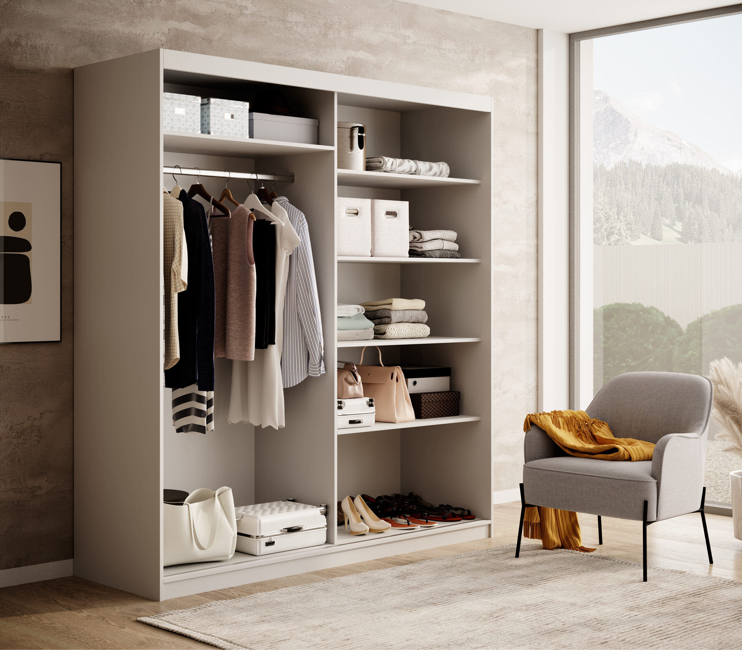 Tolóajtós gardrób DELIA 180 tolószekrény - Fehér Fehér