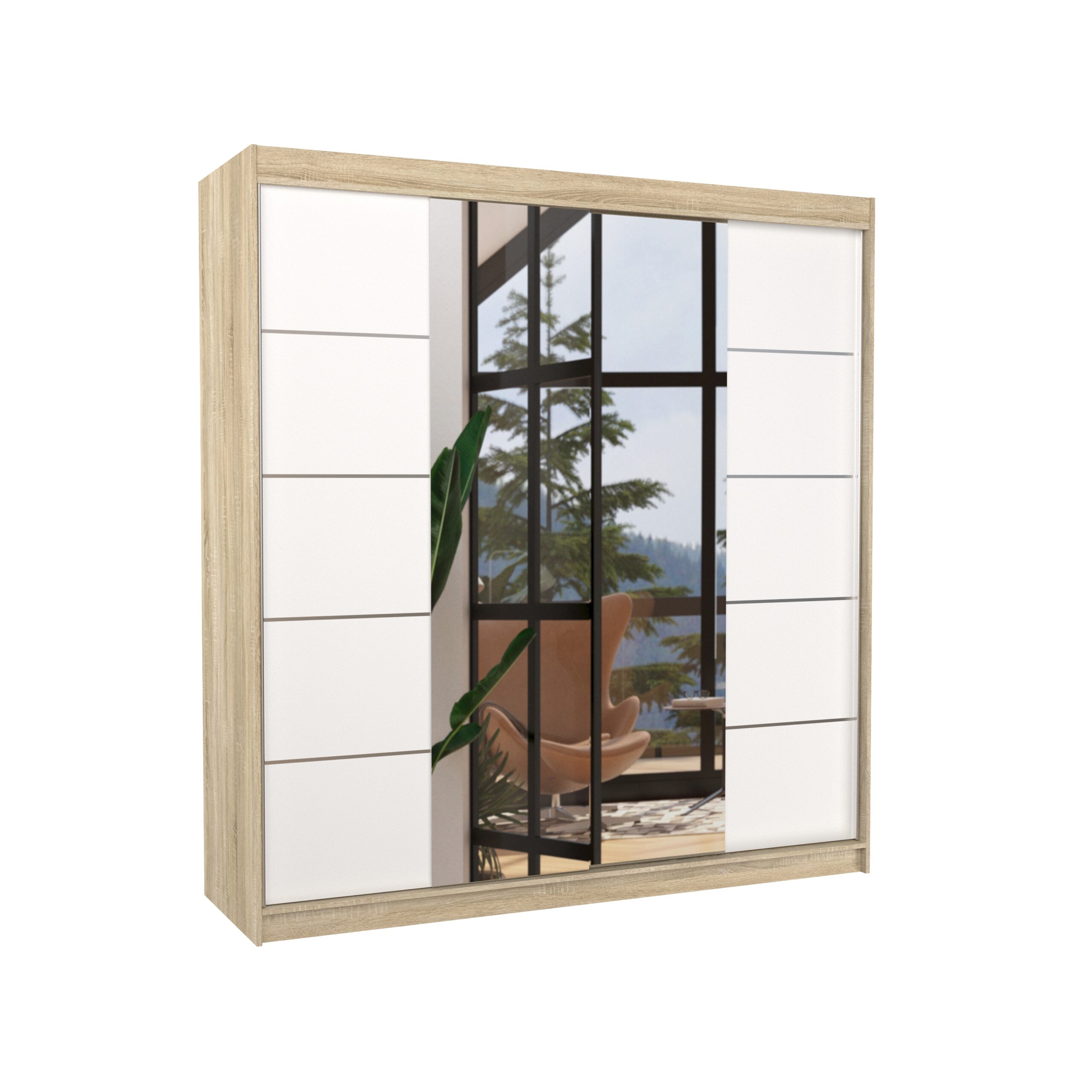 Tolóajtós gardrób Tükrös tolóajtós szekrény DALMATIA 200 - Sonoma Sonoma