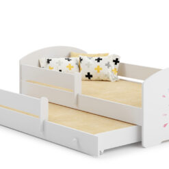 Ifjúsági ágy Dupla ágy korláttal és PEPE II LÁNY SZÁRNYAKKAL matraccal 160x80 - Fehér Fehér