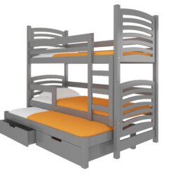 Gyerekágy Háromszemélyes emeletes ágy matracokkal SORIA - Szürke Szürke