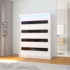 Lacobelell és LED világítással ellátott tolóajtós szekrény MARTINEZ 150