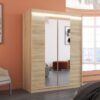 Tolóajtós gardrób Tükörrel és LED világítással ellátott tolóajtós szekrény FEVER 150 - Sonoma Tükörrel és LED világítással ellátott tolóajtós szekrény FEVER 150
