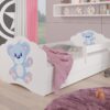 Gyerekágy Ágy matraccal, korláttal és fiókkal CASIMO BLUE BEAR 140x70 - Fehér Ágy matraccal