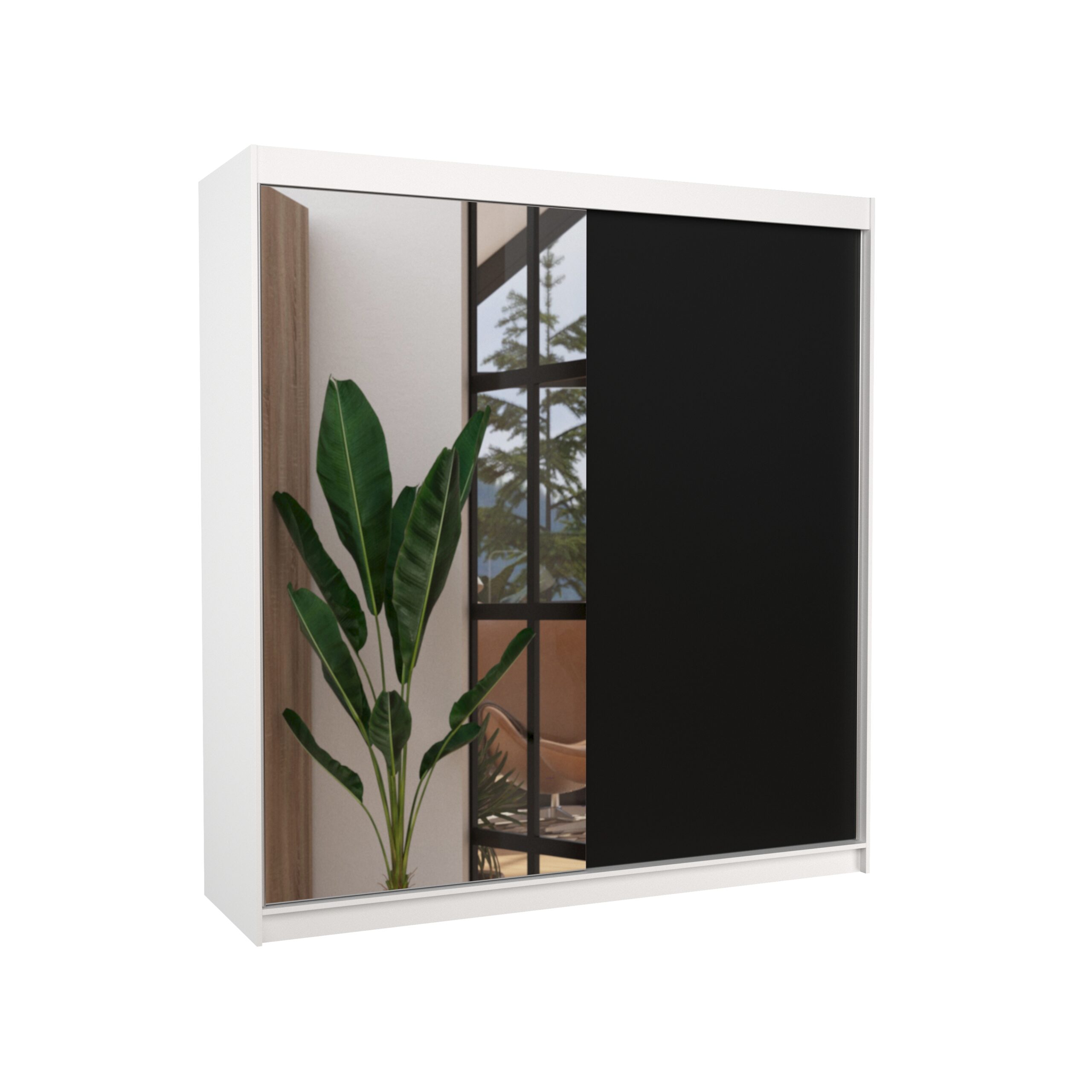 Tolóajtós gardrób Tükrös tolóajtós szekrény DELLA 200 - Fehér Fehér