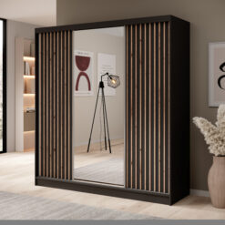 Tolóajtós gardrób Ida 200 tükrös tolóajtós szekrény - Fekete Fekete