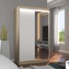 Tükörrel és LED világítással ellátott tolóajtós szekrény REWENA 120