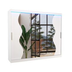 Tolóajtós gardrób LED tükrös tolóajtós szekrény SHARON 250 - Fehér Fehér